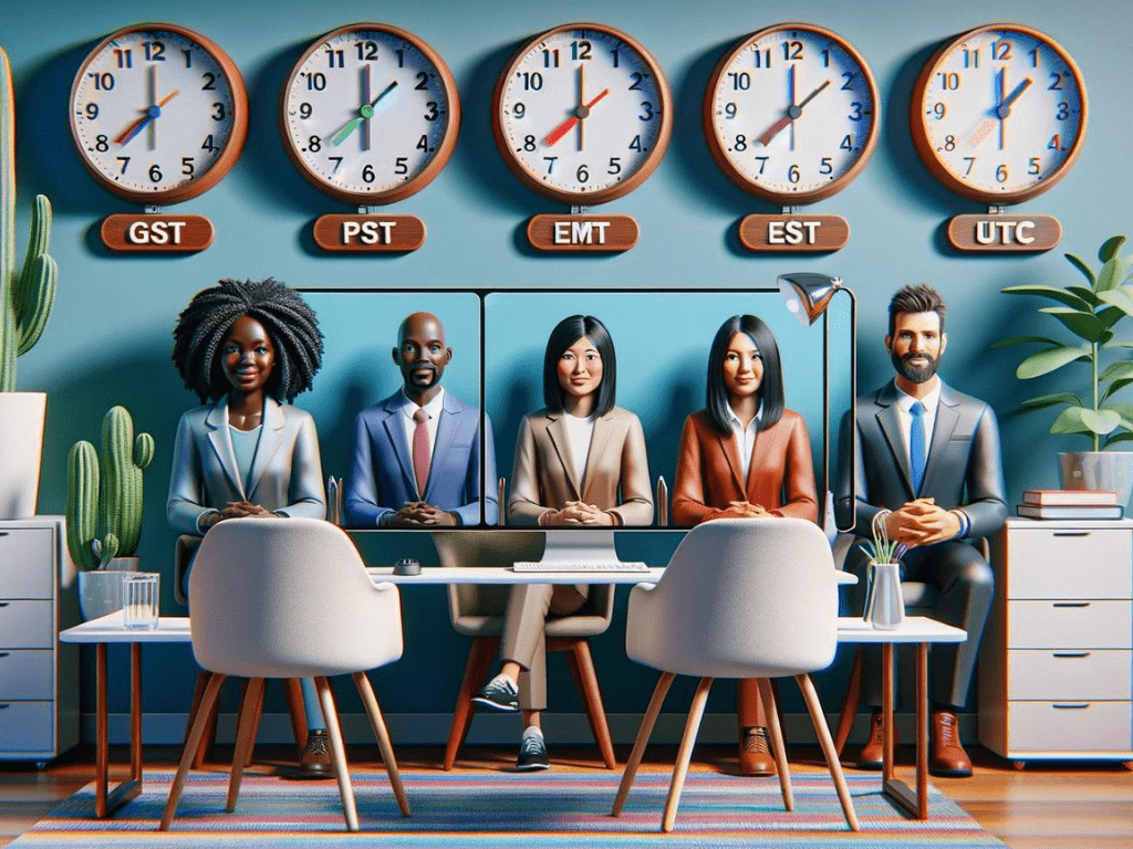 Image depicting A remote interview scene, with persons job searching a potential employer.