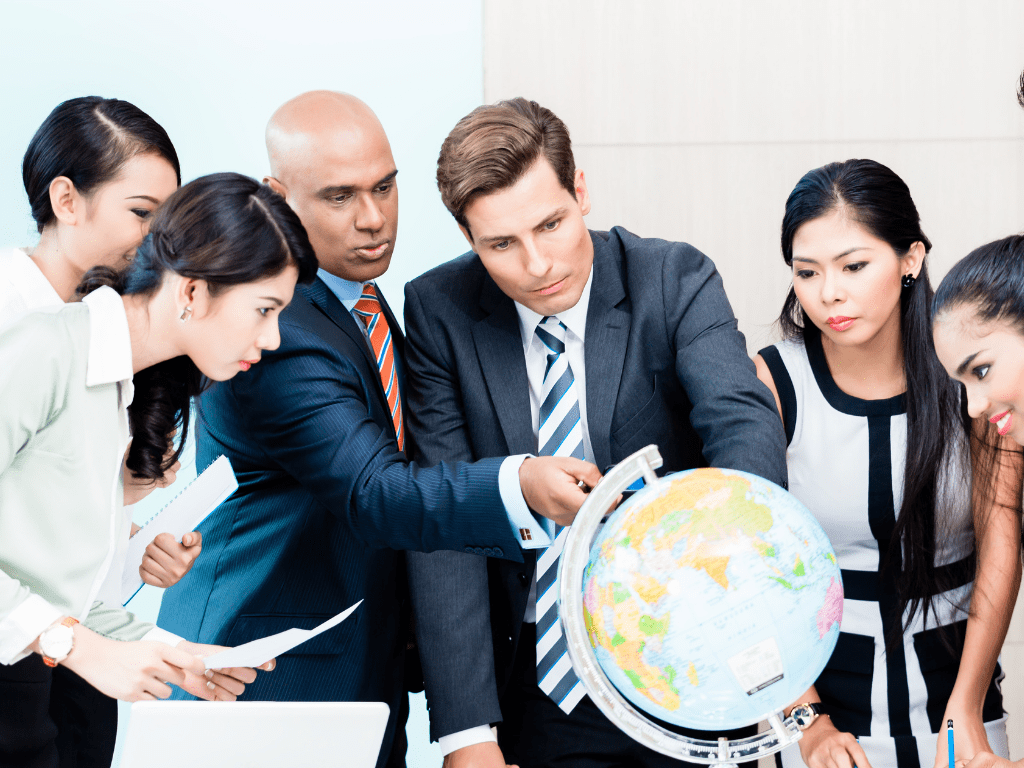 An image showcasing the rewards of global expansion such as increased market share, diversified revenue streams, and access to new talent and resources.